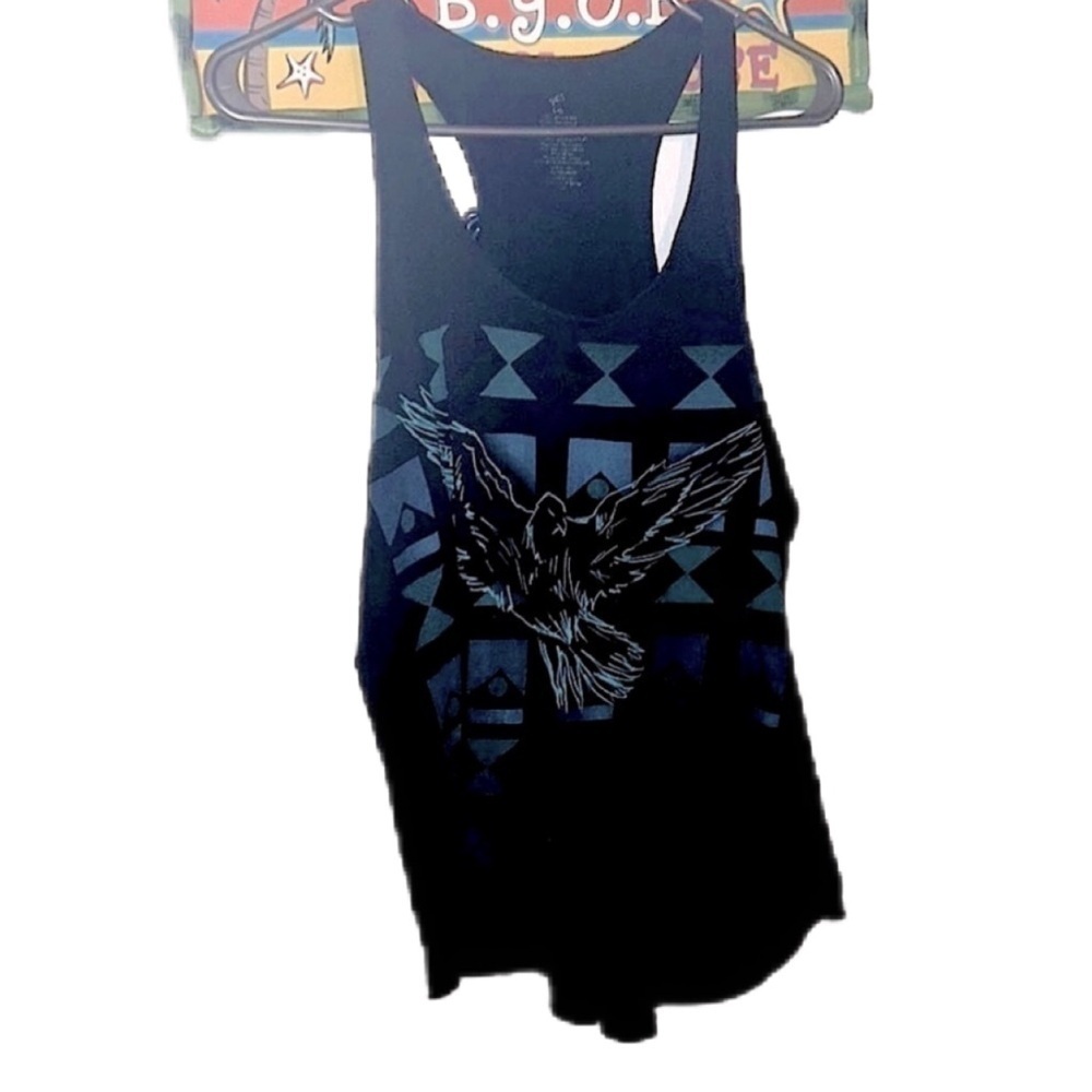 Black and Blue Graphic eagle Tank Top